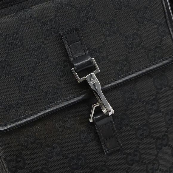 GUCCI GG Canvas Jackie Shoulder Bag Black Silver 92646 Auth 143584