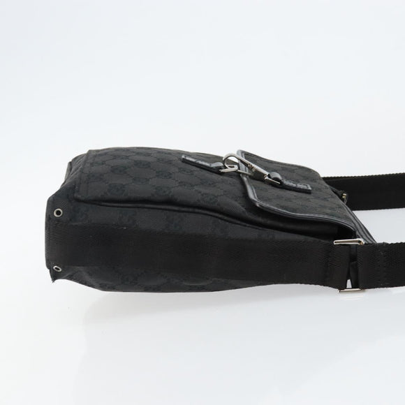 GUCCI GG Canvas Jackie Shoulder Bag Black Silver 92646 Auth 143584