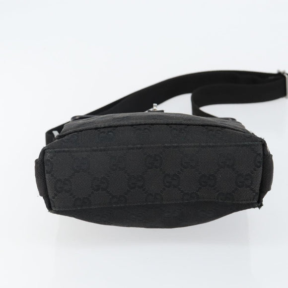 GUCCI GG Canvas Jackie Shoulder Bag Black Silver 92646 Auth 143584