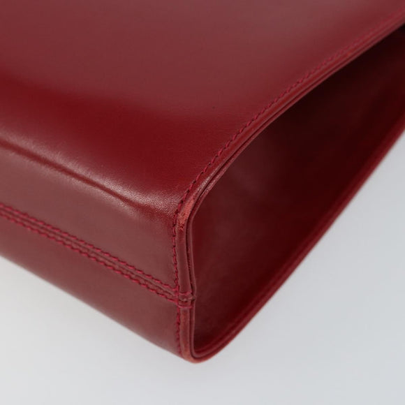 Salvatore Ferragamo Gancini Chain Shoulder Bag Leather Red Gold Auth 143586