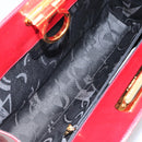 Salvatore Ferragamo Gancini Chain Shoulder Bag Leather Red Gold Auth 143586-11