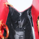 Salvatore Ferragamo Gancini Chain Shoulder Bag Leather Red Gold Auth 143586-17