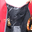 Salvatore Ferragamo Gancini Chain Shoulder Bag Leather Red Gold Auth 143586-18