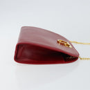 Salvatore Ferragamo Gancini Chain Shoulder Bag Leather Red Gold Auth 143586-3