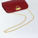 Salvatore Ferragamo Gancini Chain Shoulder Bag Leather Red Gold Auth 143586-7