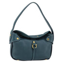 Salvatore Ferragamo Gancini Shoulder Bag Leather Blue Gold Auth 143587-1