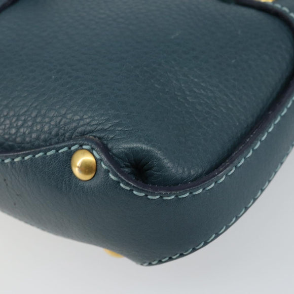 Salvatore Ferragamo Gancini Shoulder Bag Leather Blue Gold Auth 143587