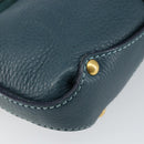 Salvatore Ferragamo Gancini Shoulder Bag Leather Blue Gold Auth 143587-11