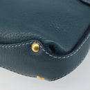 Salvatore Ferragamo Gancini Shoulder Bag Leather Blue Gold Auth 143587-12