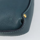 Salvatore Ferragamo Gancini Shoulder Bag Leather Blue Gold Auth 143587-13