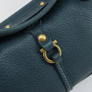 Salvatore Ferragamo Gancini Shoulder Bag Leather Blue Gold Auth 143587-15
