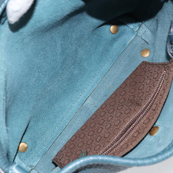 Salvatore Ferragamo Gancini Shoulder Bag Leather Blue Gold Auth 143587