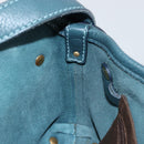 Salvatore Ferragamo Gancini Shoulder Bag Leather Blue Gold Auth 143587-17