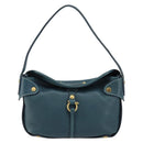 Salvatore Ferragamo Gancini Shoulder Bag Leather Blue Gold Auth 143587-2