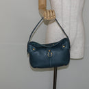 Salvatore Ferragamo Gancini Shoulder Bag Leather Blue Gold Auth 143587-21