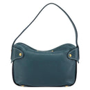 Salvatore Ferragamo Gancini Shoulder Bag Leather Blue Gold Auth 143587-3