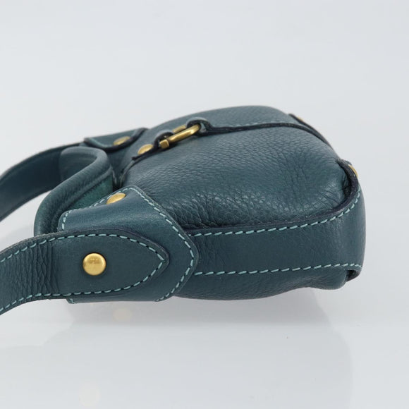 Salvatore Ferragamo Gancini Shoulder Bag Leather Blue Gold Auth 143587