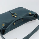 Salvatore Ferragamo Gancini Shoulder Bag Leather Blue Gold Auth 143587-6