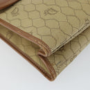 Christian Dior Honeycomb Canvas Shoulder Bag Beige Gold Auth 143588-11