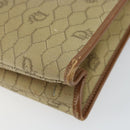 Christian Dior Honeycomb Canvas Shoulder Bag Beige Gold Auth 143588-12