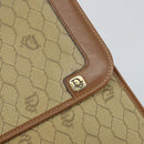 Christian Dior Honeycomb Canvas Shoulder Bag Beige Gold Auth 143588-14