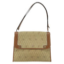 Christian Dior Honeycomb Canvas Shoulder Bag Beige Gold Auth 143588-2