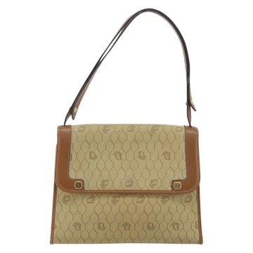 Christian Dior Honeycomb Canvas Shoulder Bag Beige Gold Auth 143588 - 0