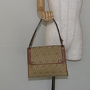 Christian Dior Honeycomb Canvas Shoulder Bag Beige Gold Auth 143588-21