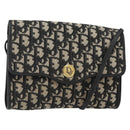Christian Dior Trotter Canvas Shoulder Bag Navy Gold Auth 143589-1