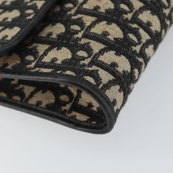 Christian Dior Trotter Canvas Shoulder Bag Navy Gold Auth 143589