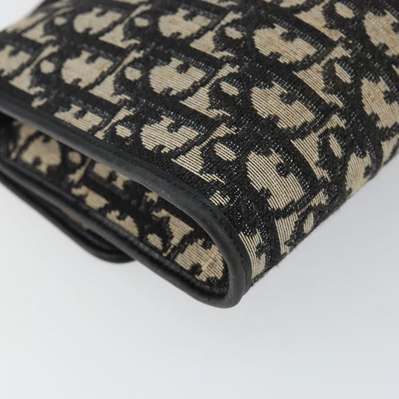 Christian Dior Trotter Canvas Shoulder Bag Navy Gold Auth 143589