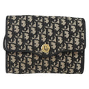Christian Dior Trotter Canvas Shoulder Bag Navy Gold Auth 143589-13