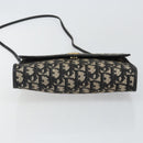 Christian Dior Trotter Canvas Shoulder Bag Navy Gold Auth 143589-5
