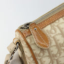 Christian Dior Trotter Canvas Romantic Shoulder Bag PVC Beige Silver Auth 143590-10