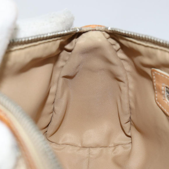 Christian Dior Trotter Canvas Romantic Shoulder Bag PVC Beige Silver Auth 143590