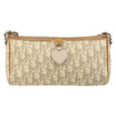 Christian Dior Trotter Canvas Romantic Shoulder Bag PVC Beige Silver Auth 143590-13