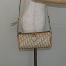 Christian Dior Trotter Canvas Romantic Shoulder Bag PVC Beige Silver Auth 143590-22
