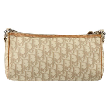 Christian Dior Trotter Canvas Romantic Shoulder Bag PVC Beige Silver Auth 143590 - 0