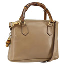 GUCCI Bamboo Hand Bag Leather 2way Beige Gold 007 2865 0231 Auth 143591-1
