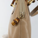 GUCCI Bamboo Hand Bag Leather 2way Beige Gold 007 2865 0231 Auth 143591-19
