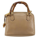 GUCCI Bamboo Hand Bag Leather 2way Beige Gold 007 2865 0231 Auth 143591-13