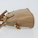 GUCCI Bamboo Hand Bag Leather 2way Beige Gold 007 2865 0231 Auth 143591-4