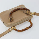 GUCCI Bamboo Hand Bag Leather 2way Beige Gold 007 2865 0231 Auth 143591-6