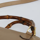 GUCCI Bamboo Hand Bag Leather 2way Beige Gold 007 2865 0231 Auth 143591-14