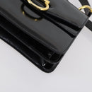 CELINE Hand Bag Enamel 2way Black Gold Auth 143592-10