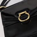 CELINE Hand Bag Enamel 2way Black Gold Auth 143592-18
