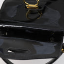 CELINE Hand Bag Enamel 2way Black Gold Auth 143592-19