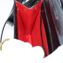 CELINE Hand Bag Enamel 2way Black Gold Auth 143592-21