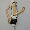 CELINE Hand Bag Enamel 2way Black Gold Auth 143592-22