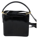 CELINE Hand Bag Enamel 2way Black Gold Auth 143592-2